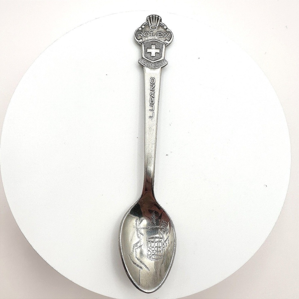Vintage‎ 90s Rolex Bucherer Lugano Souvenir Spoon Silver Tone Collector